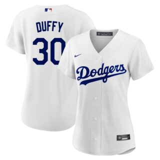 Women's Los Angeles Dodgers #30 Danny Duffy Cool Base Jersey Stitched - White