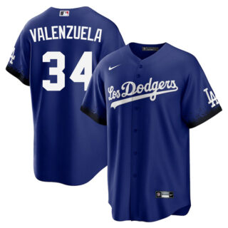 Men's Cool Base Fernando Valenzuela Los Angeles Dodgers 2021 City Connect Stitched Jersey - LosDodgers