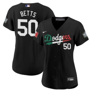 Women Mookie Betts Los Angeles Dodgers Black Mexico Flag Jersey Stitched