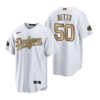 Men's Cool Base Mookie Betts Los Angeles Dodgers 2022 MLB All-Star Game White Stitched Jersey