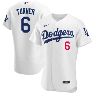 Men's Los Angeles Dodgers #6 Trea Turner Flex Base Jersey Stitched - White