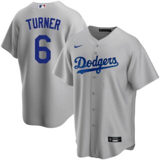 Men's Los Angeles Dodgers #6 Trea Turner Cool Base Jersey Stitched - Gray