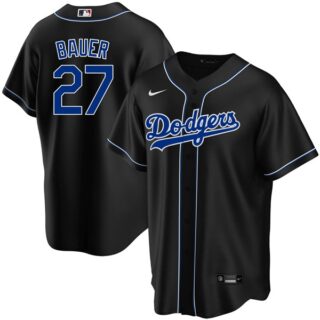 Men's - Cool Base Trevor Bauer Los Angeles Dodgers Black Fashion Jersey Stitched