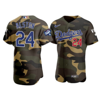 Men's Los Angeles Dodgers #24 Walter Alston Flex Base Jersey Stitched Camo