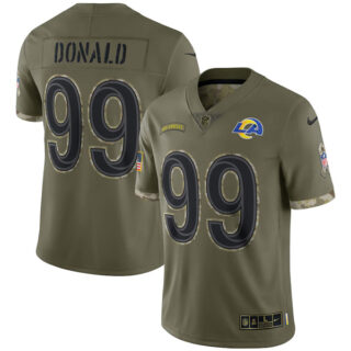 Youth Aaron Donald Los Angeles Rams Olive 2022 Salute To Service Jersey Stitched