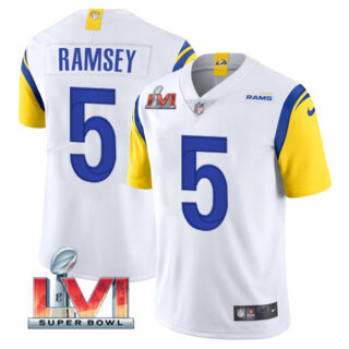 Youth Jalen Ramsey Los Angeles Rams 2022 Super Bowl LVI Vapor Limited Stitched Jersey White