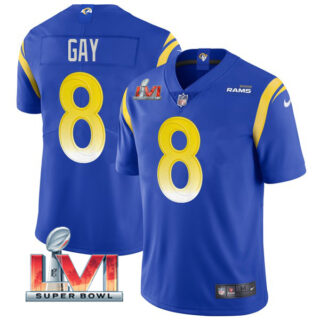 Men's Matt Gay Los Angeles Rams 2022 Super Bowl LVI Vapor Limited Stitched Jersey Royal