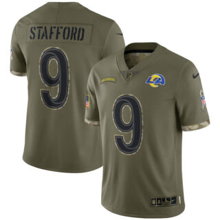 Youth Matthew Stafford Los Angeles Rams Olive 2022 Salute To Service Jersey Stitched
