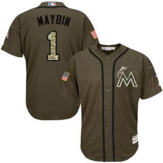 marlins #1 Cameron Maybin Green Salute to Service Stitched Baseball Jersey
