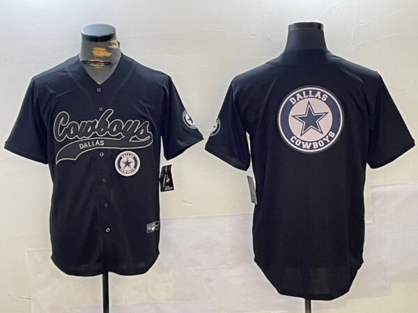 men's dallas cowboys team big logo black with patch cool base stitched baseball Jerseys