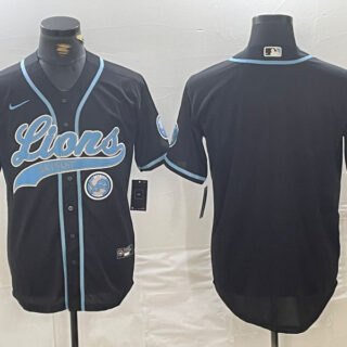 men's detroit lions blank black cool base stitched baseball jersey