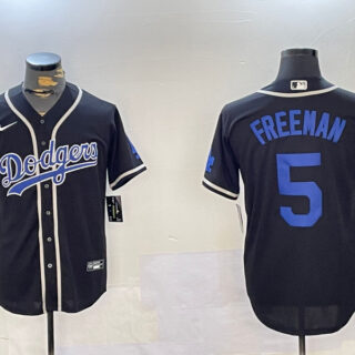 men's los angeles dodgers #5 freddie freeman black 2024 world series cool base stitched baseball Jerseys