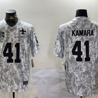 men's new orleans saints #41 alvin kamara 2024 f.u.s.e arctic camo salute to service limited stitched football jersey