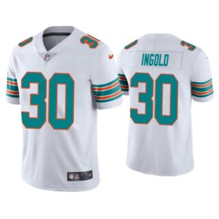 Men's Alec Ingold Miami Dolphins Throwback Limited Stitched Jersey White
