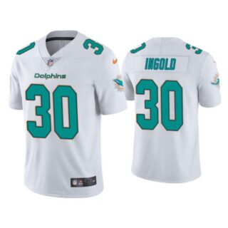 Men's Alec Ingold Miami Dolphins Vapor Limited Stitched Jersey White