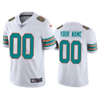 Men's Custom Miami Dolphins Throwback Limited Stitched Jersey White