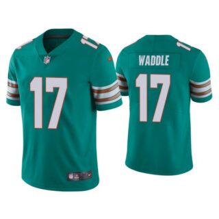 Men's Jaylen Waddle Miami Dolphins Throwback Limited Stitched Jersey Aqua
