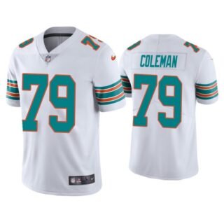 Men's Larnel Coleman Miami Dolphins Throwback Limited Stitched Jersey White