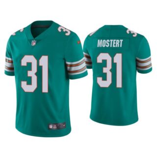 Men's Raheem Mostert Miami Dolphins Throwback Limited Stitched Jersey Aqua