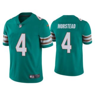 Men's Thomas Morstead Miami Dolphins Throwback Limited Stitched Jersey Aqua