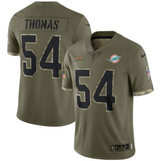 Youth Zach Thomas Miami Dolphins Olive 2022 Salute To Service Jersey Stitched