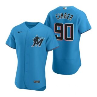 Men's Adam Cimber Miami Marlins Flex Base Jersey Blue