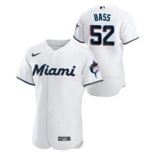 Men's Anthony Bass Miami Marlins Flex Base Jersey White