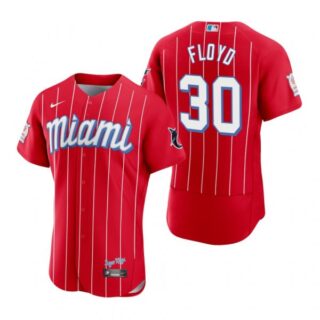 Men's Cliff Floyd Miami Marlins Flex Base Jersey Red City Connect