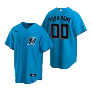 Men's Custom Miami Marlins Cool Base Jersey Black,Blue