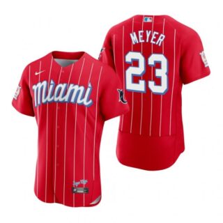 Men's Max Meyer Miami Marlins Flex Base Jersey Red City Connect