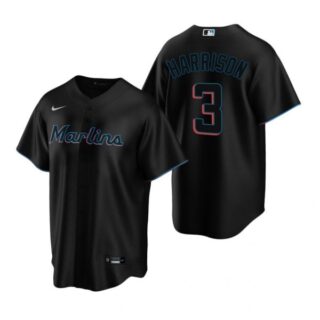 Men's Monte Harrison Miami Marlins Cool Base Jersey Black