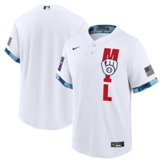 Youth Milwaukee Brewers 2021 MLB All-Star White Jersey Worn In-Game - Stitched