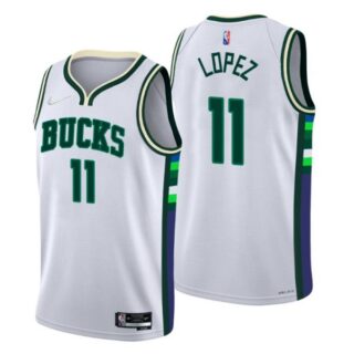 Men's Brook Lopez Milwaukee Bucks 75th Anniversary Diamond Jersey White City