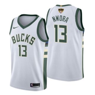 Men's #13 Jordan Nwora Milwaukee Bucks 2021 NBA Finals Jersey White Association
