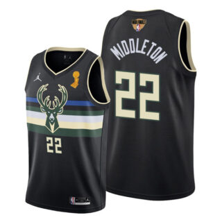 Youth Khris Middleton Milwaukee Bucks 2021 NBA Finals Champions Jersey Black Statement