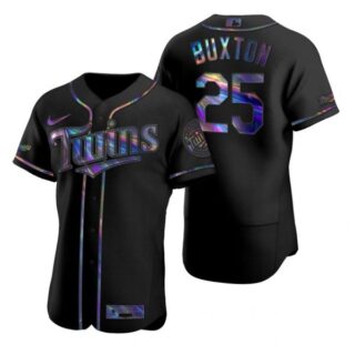 Men's Byron Buxton Minnesota Twins Flex Base Jersey Black Holographic