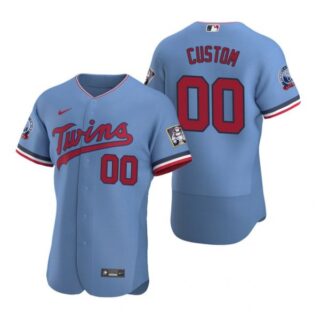 Men's Custom Minnesota Twins Flex Base Jersey Light Blue