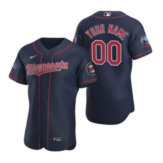 Men's Custom Minnesota Twins Flex Base Jersey Navy