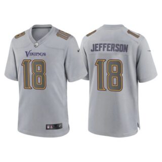 Women's Minnesota Vikings Justin Jefferson Gray Atmosphere Fashion Stitched Jersey