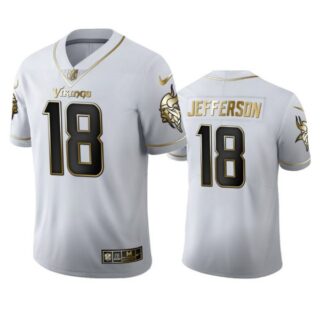 Men's Justin Jefferson Minnesota Vikings Golden Limited Stitched Jersey White