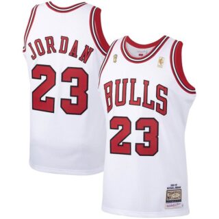 Men's Chicago Bulls #23 Michael Jordan White 1997-98 Hardwood Classics Jersey Stitched