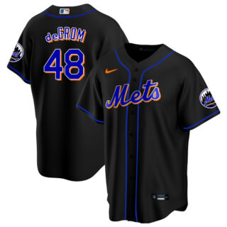 Youth New York Mets Jacob deGrom Black Throwback Jersey - Stitched