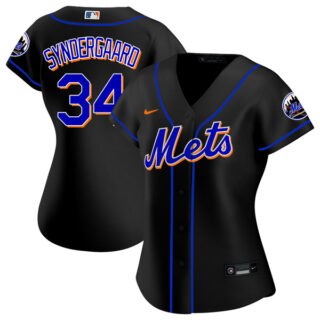 Women New York Mets Noah Syndergaard Black Throwback Jersey - Stitched