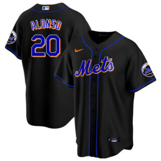 Men's - Cool Base New York Mets Pete Alonso Black Throwback Jersey - Stitched