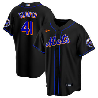 Men's - Cool Base New York Mets Tom Seaver Black Throwback Jersey - Stitched