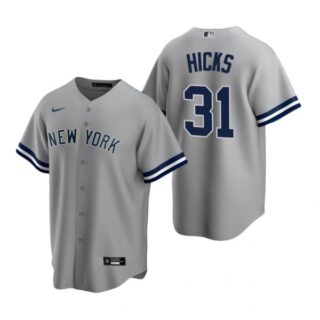 Men's Aaron Hicks New York Yankees Cool Base Jersey Gray