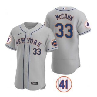 Men's #33 James McCann New York Mets White Jersey Flex Base Gray