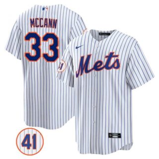 Men's #33 James McCann New York Mets White Jersey Cool Base White