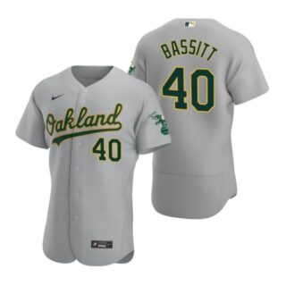 Men's #40 Chris Bassitt Oakland Athletics Flex Base Jersey Gray