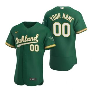 Men's Custom Oakland Athletics Flex Base Jersey Kelly Green